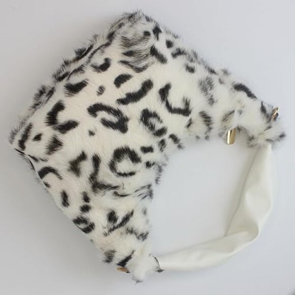 Neiman Marcus Leopard Print Rabbit Fur Hobo Bag - Picture 3 of 5